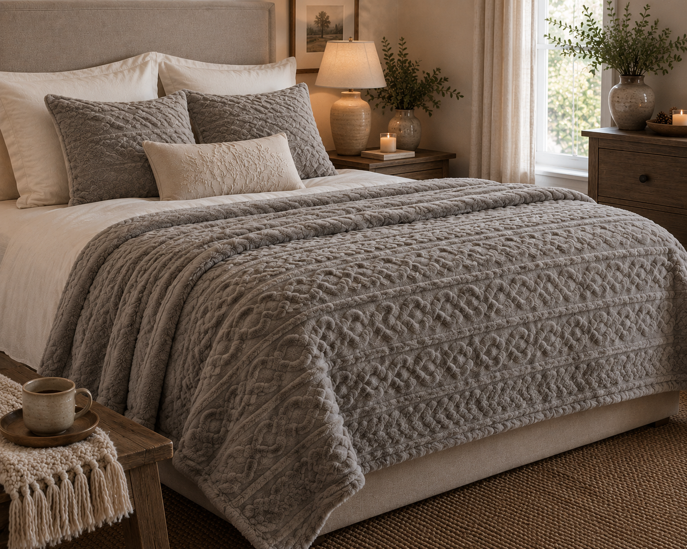 Rabbit Fur Cable Design Throw - Image 4