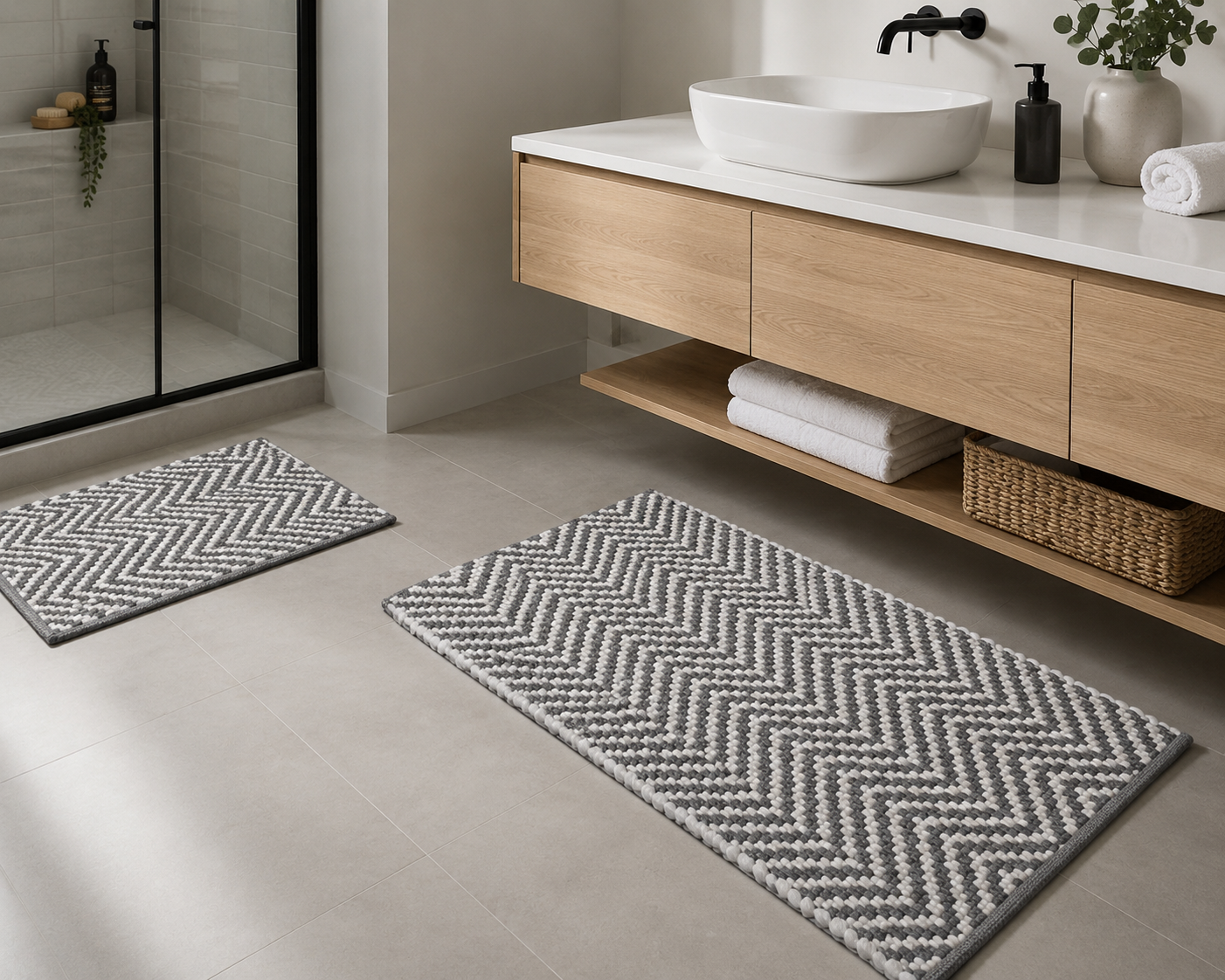 Zig Zag Bathmat Set