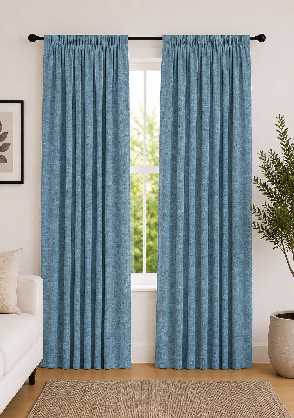 Jane Blockout Taped Curtain – Sky