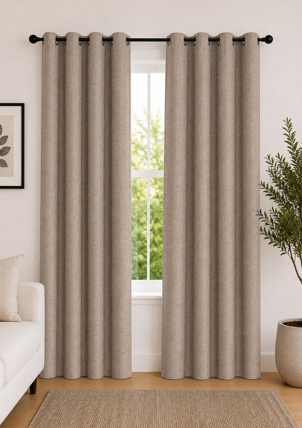 Jane Blockout Eyelet Curtains - Taupe