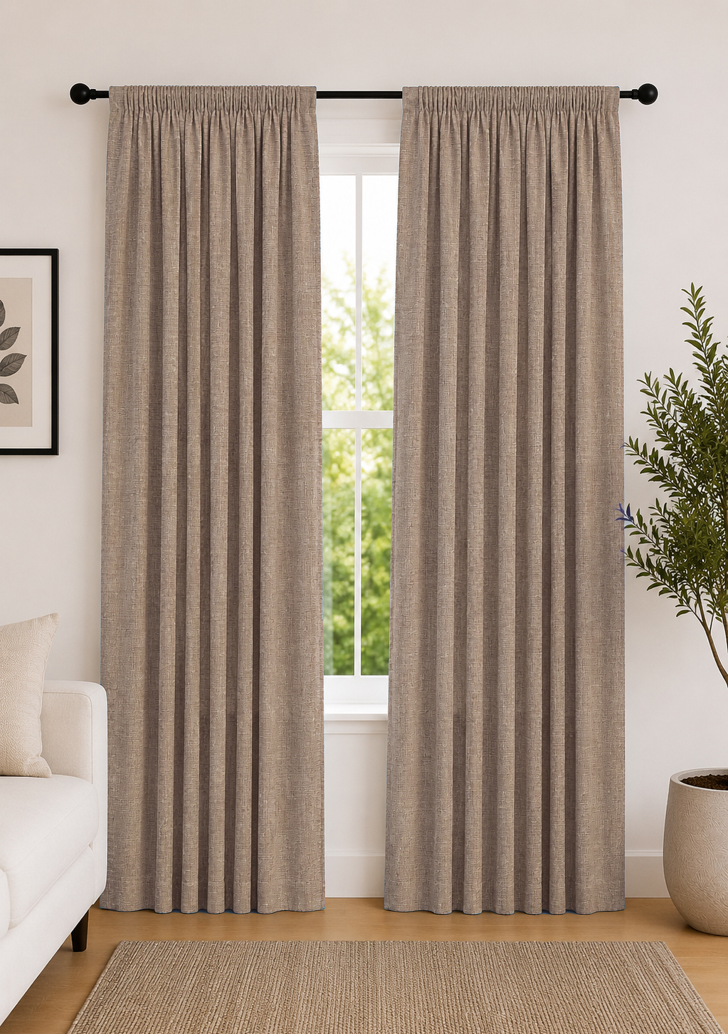 Jane Blockout Taped Curtain – Taupe