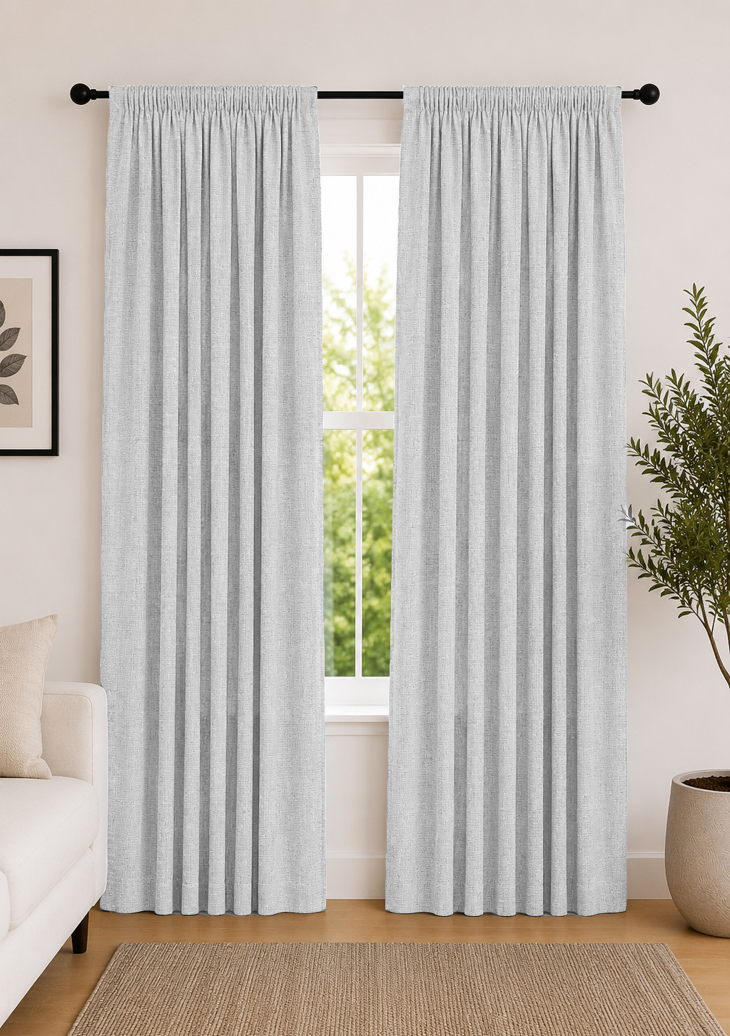 Jane Blockout Taped Curtain – White