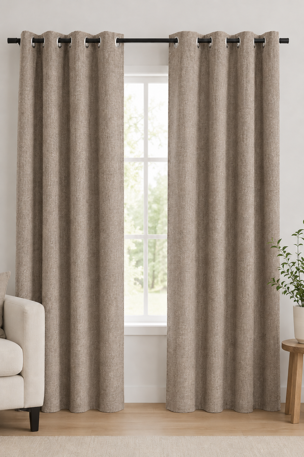Jane Blockout Eyelet Curtains - Biscuit
